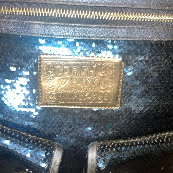 Authentic COACH Poppy Sequin Spotlight Backpack Blue 15348 School/Overnight Bkpk - Picture 4 of 13